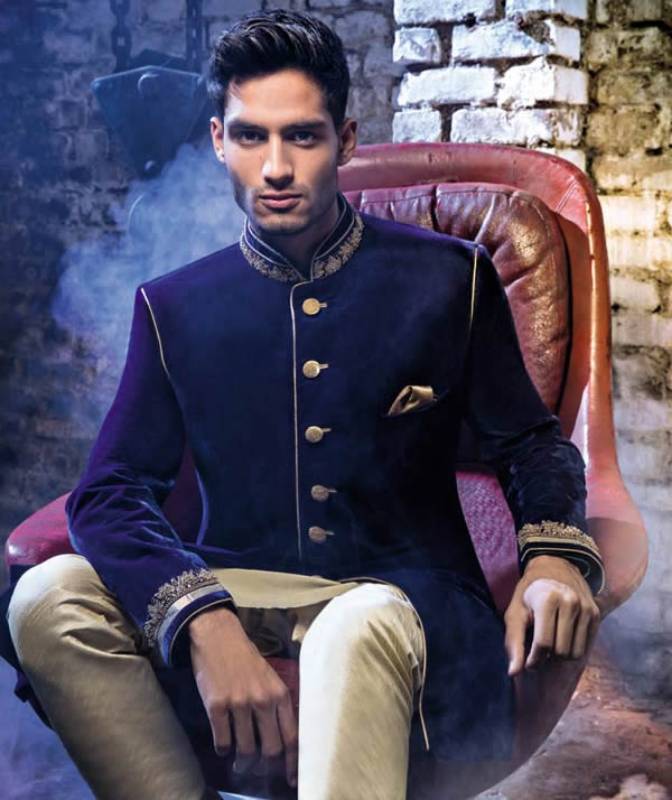 Sherwani for Mens San Francisco California CA USA Dark Navy Velvet Sherwani for Mens