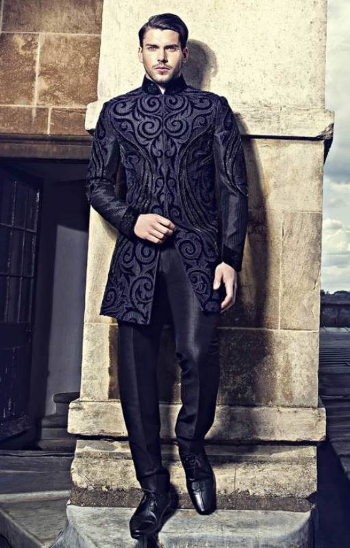 Pakistan Elegant Black Sherwani Canberra Australia Menswear Sherwani Collection