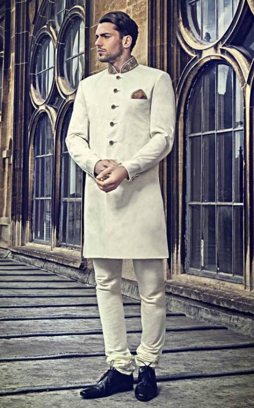 Elegant Groom Wedding Sherwani by Ahasan's UK Designer Wedding Sherwani Suit