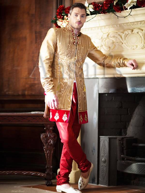 Raw Silk Bespoke Sherwani Birmingham UK Men's Bespoke Sherwani