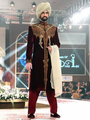 Stuning Rosewood Velvet Sherwani For Groom Matawan New Jersey NJ USA