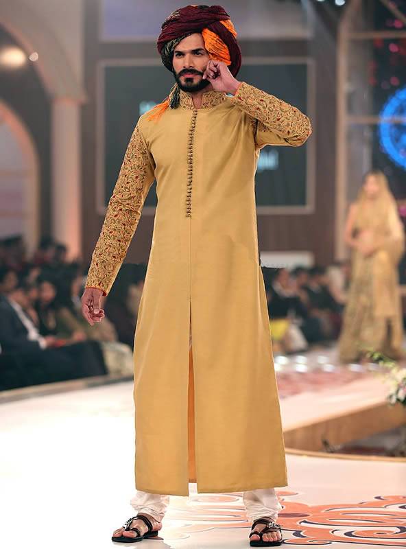 Pale gold Long Sherwani Suit For Wedding Katy Texas TX US