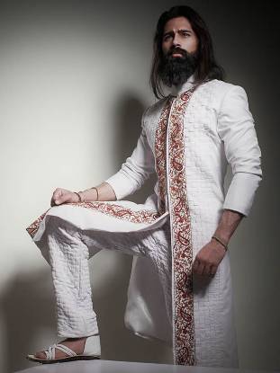 Stylish White Color Grom Sherwani Suit Oak Tree Road New York NY USA