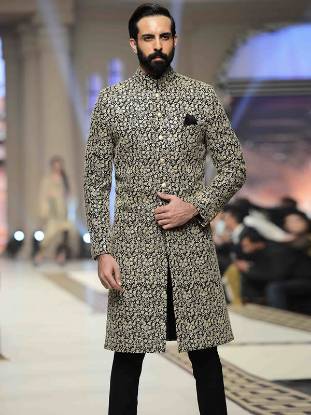 Pleasing Wedding Sherwani for Mens Maryland Baltimore MD Faraz Manan Sherwani Black Sherwani