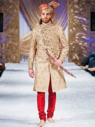 Mens Jamawar Sherwani for Wedding Los Angeles California Ahsan Sherwani Cermony Collection 2015