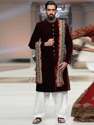 Graceful Velvet Sherwani Newcastle London UK Aisha Imran Sherwani Cermony Collection