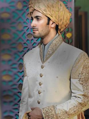 Scrumptious Embellished Wedding Sherwani in Jamawar Richmond Hill New York NY US Mens Sherwani