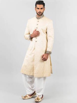 Modish Embellished Jamawar Sherwani for Bridegroom Brooklyn New York NY US Traditional Sherwani