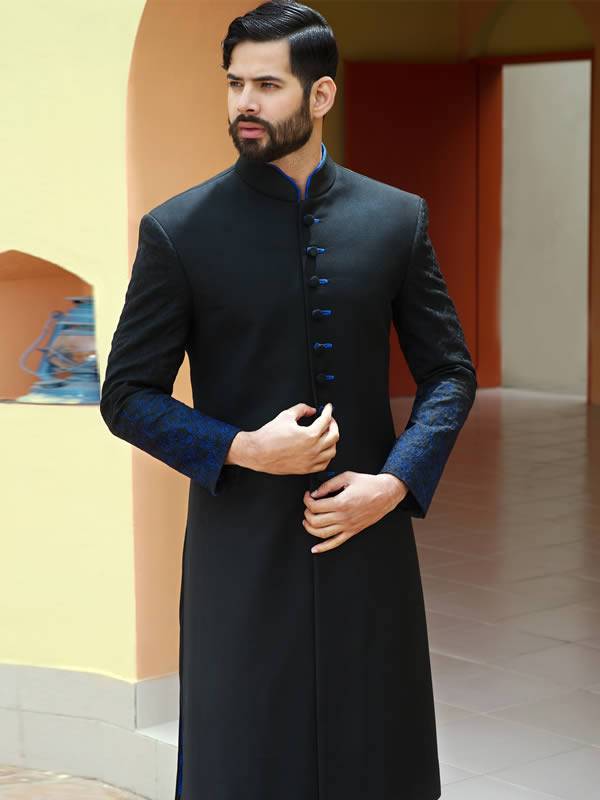 Embroidered Black Sherwani Suit for Mens Sunnyvale California CA USA Sherwani for Groom