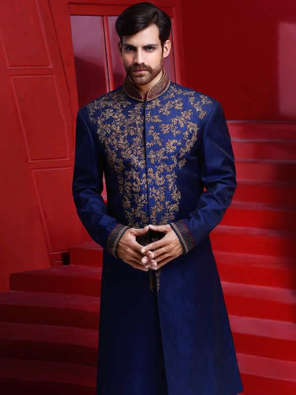 Heavy Embroidered Jamawar Sherwani Suit Newark California CA USA Mens Pakistani Designer Sherwani