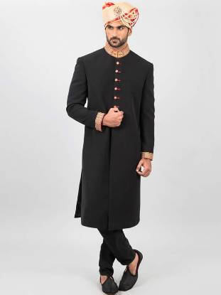 Prince Look Embellished Wedding Sherwani in Cotton Woodlawn Fairfax Virginia USA Indian Sherwani