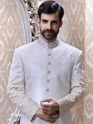 Dashing Off White Embellished Sherwani Suit Groom North Carolina Indian Sherwani