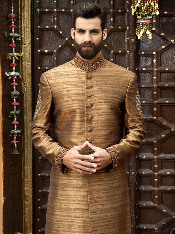 Sherwani Suit for Modern Groom in Raw Silk Woodlawn Fairfax Virginia USA Sherwani Designs