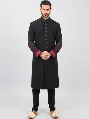 Beautiful Cotton Sherwani for Wedding Baltimore Maryland USA Black Sherwani