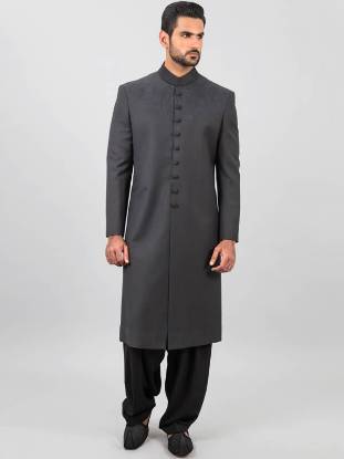 Black Embroidered Cotton Sherwani Suit for Wedding Wedding Sherwani Montgomery Village Maryland USA