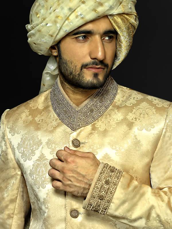 Grandiose Jamawar Sherwani Suit Houston Texas Dallas Naushemian Men's Sherwani