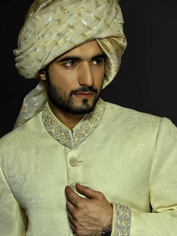 Designer Polyester Jamawar Sherwani Boston Massachusetts Naushemian Men's Sherwani 2014