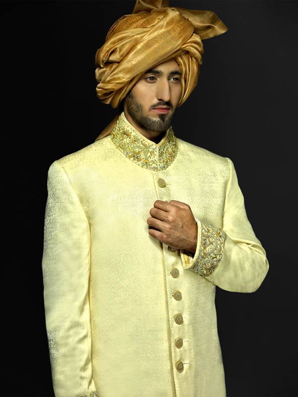 Resplendent Desiginer Jamawar Sherwani Suits Illinois Chicago Naushemian Men's Sherwani 2014