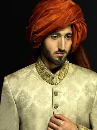 Royal Impression Jamawar Sherwani for Modern Groom France Paris Naushemian Men's Sherwani 2014