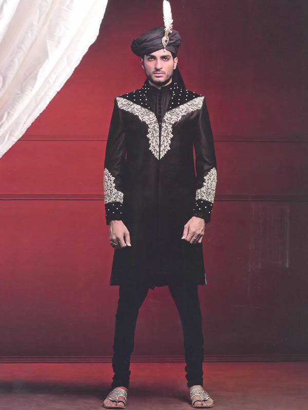 Groom Wedding Sherwani Birmingham London UK Embroidered Raw Silk Sherwani Collection