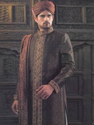 Designer Sherwani, Amir Adnan Sherwani, Deepak Perwani Sherwani, Black Sherwani, Naushemian Sherwani