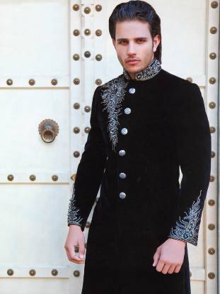 Designer Sherwani, Amir Adnan Sherwani, Deepak Perwani Sherwani, Black Sherwani, Naushemian Sherwani