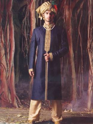 Sapphire Raw Silk Men's Sherwani Styles from Pakistan