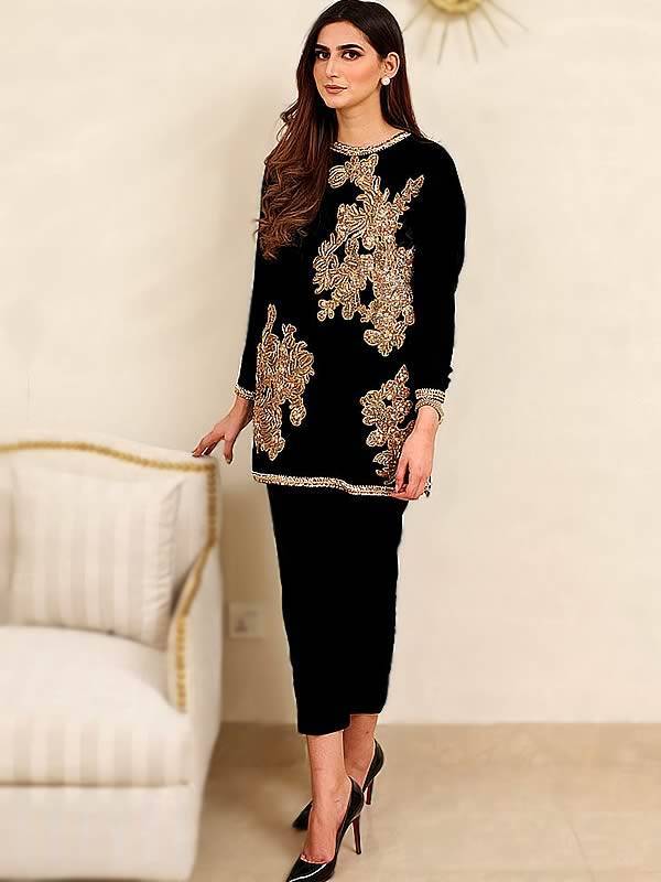 Black Velvet Trouser Suits for Women Pakistan Buy Semi Formal Trouser Suits