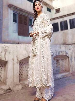 Indian Pakistani Designer Off-White Party Dresses ilford London UK Off-White Party Wear