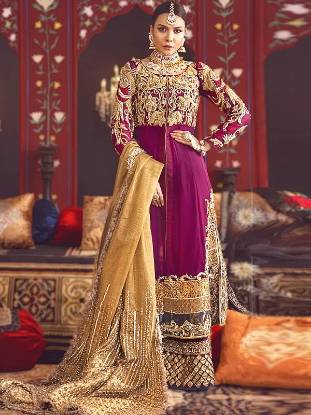 Wedding Pishwas Halifax UK Designer Wedding Pishwas with Sharara Peshwaz