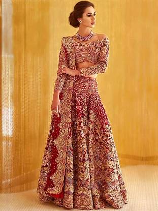 Traditional Maroon Wedding Dresses Popular Designer Lehenga UK USA Canada