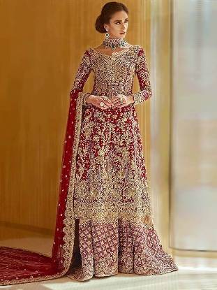 Best Designer Bridal Sharara UK USA Canada Pakistani Designer Sharara Shops