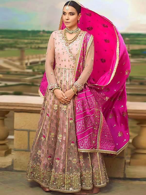 New Trend Designer Light Pink Color Frock Suit Design 2021.