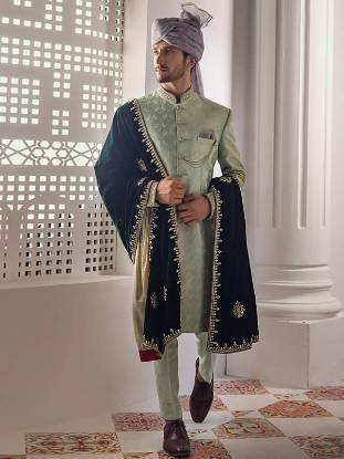 Deepak Perwani Sherwani Riyadh Saudi Arabia Jamawar Sherwani for Groom