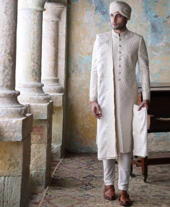 Offwhite Rope Embroidered Sherwani Salisbury England UK Sherwani for Wedding Events