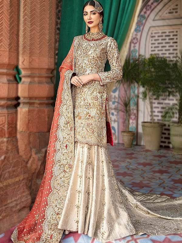 Heavy Designer Indian Wedding Dress in Long Shirt Trouser