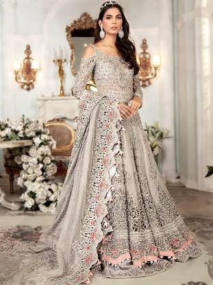 Gray Bridal Dress for Walima Sacramento California USA Maria B Bridal Dress for Walima