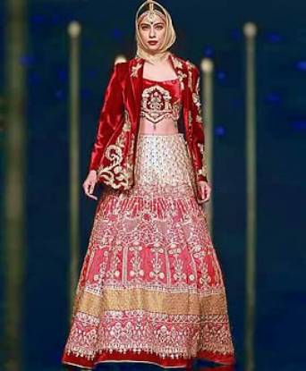 Contemporary Bridal Lehenga Choli Blazer Top with Bridal Lehenga Choli