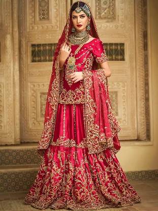 Pakistani Wedding Gharara Houston Texas USA Red Wedding Gharara Dress