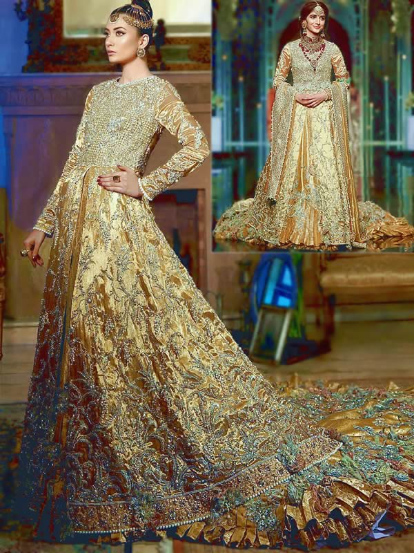 Off White and golden colour bridal dress ideas for Pakistani modern and  traditional wedding – The Odd Onee