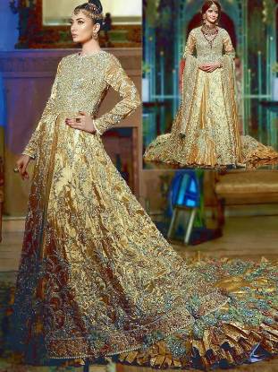 Gold Wedding Dresses Pakistan Designer Nilofer Shahid Wedding Dresses