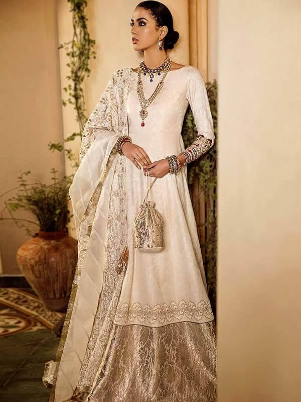 Simple Offwhite Anarkali with Lehenga Dresses Vestal New York NY USA