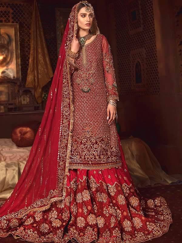 Pakistani Bridal Sharara Austin Texas USA Traditional Desi Bridal Sharara Designs