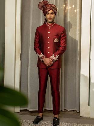 Pakistani Designer Prince Coat Oldham England UK Graceful Mens Prince Coat in Jamawar