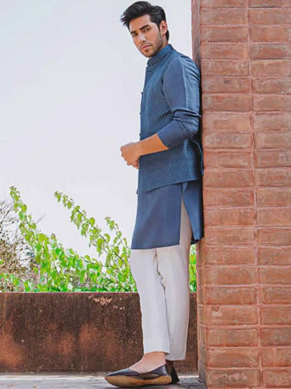 Steel Blue Waistcoat Sydney Australia Pakistani Mens