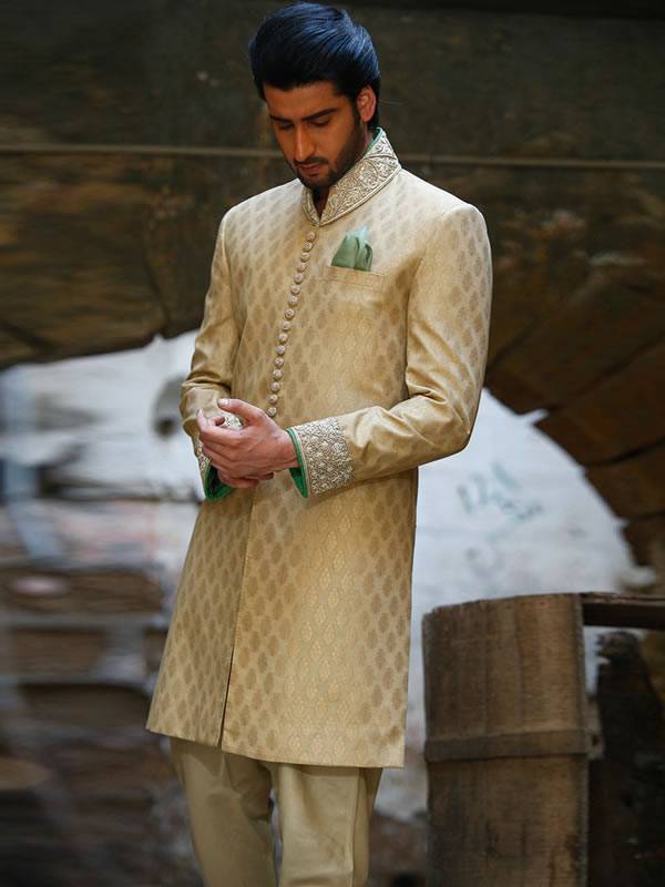 Sherwani Brands in Pakistan San Diego California CA USA Graceful Mens Sherwani in Jamawar