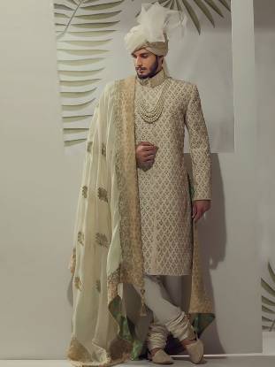 Graceful Mens Sherwani in Raw Silk Orlando Florida USA Bespoke Sherwani Suits for Mens