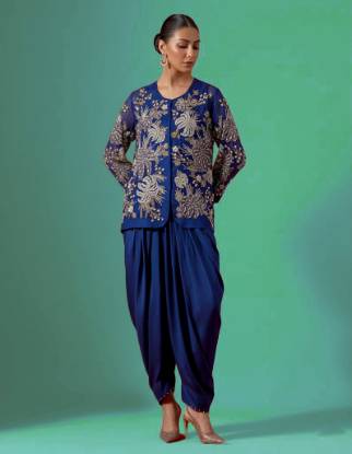 Picture of Paris Blue Vista Jacket with Dhoti Pants