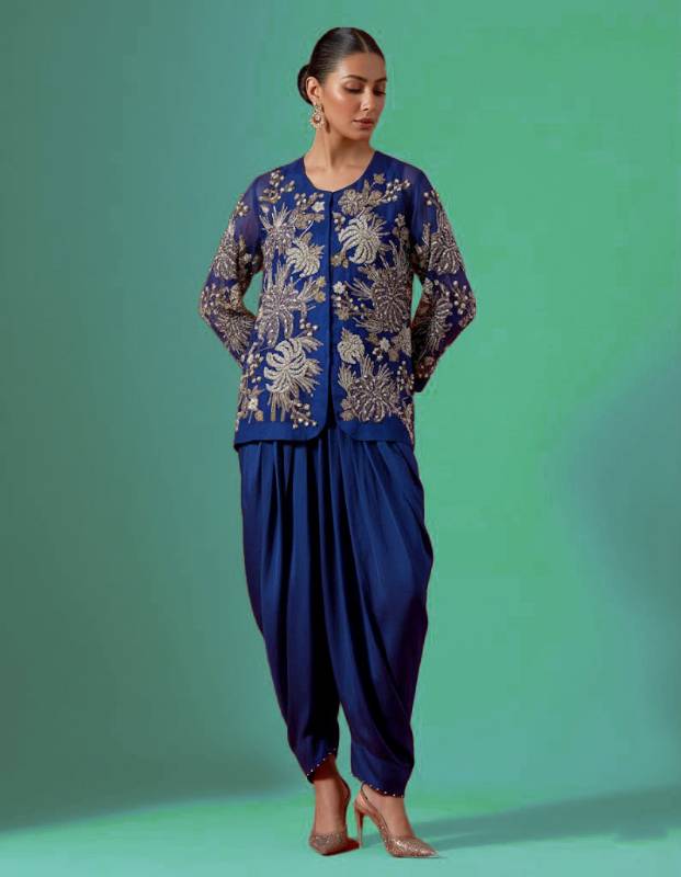 Picture of Paris Blue Vista Jacket with Dhoti Pants