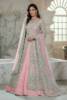 Pink net gown with a raw silk inner dress, suited to designer Pakistani wedding gown, traditional Pakistani bridal gown, Pakistani bridal gown collection, latest Pakistani bridal gown designs, Pakistani bridal gown for walima, reception, and baraat.